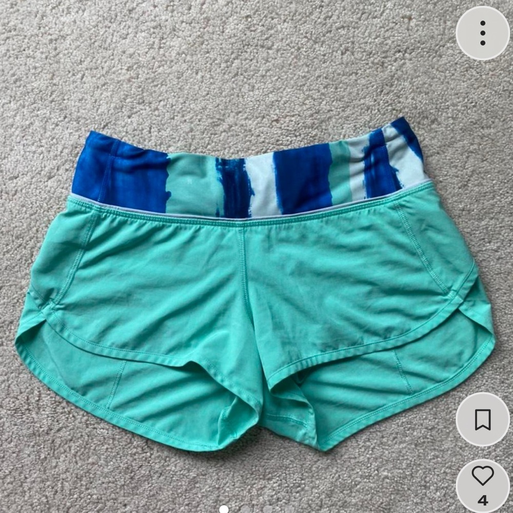 LULULEMON SPEED UPS 2.5 inch- Women's Aqua and Blue Athletic Shorts